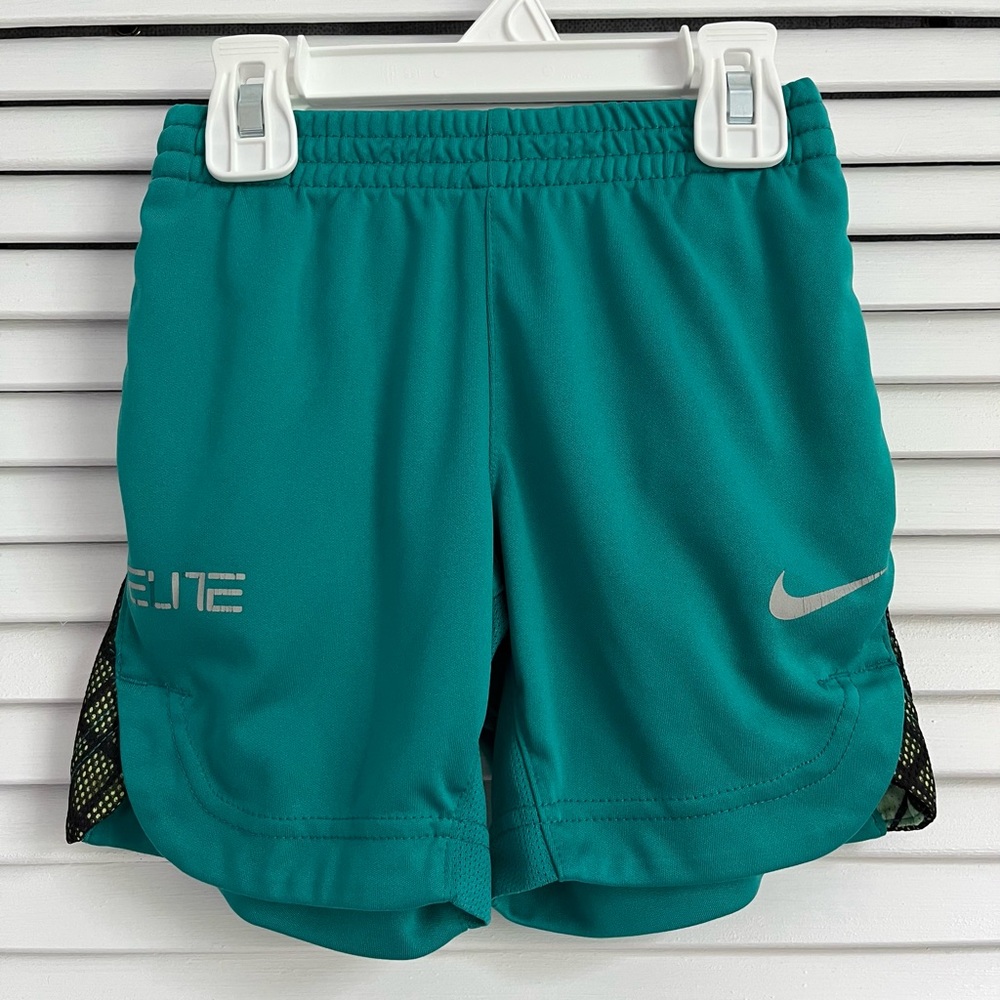 Nike Elite Green and Black Mesh with Yellow Accent Athletic Shorts Boys 3T